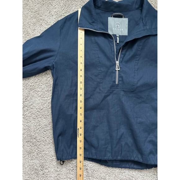 Aether Women’s Italian Cotton-Linen Blend Mara Anorak Navy Sz L - Picture 8 of 8